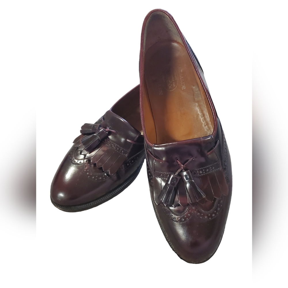 Vtg Church's Loafers US 9.5 Brown Red Kiltie Tassel Brogue Wingtip Prima Classe